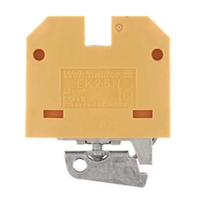 WEIDMULLER EK 2.5N Zacisk PE, złącze śrubowe, 2.5 mm², 800 V, liczba przyłączeń: 2, liczba poziomów: 1, żółty, zielony 0474360000 /100szt./ (0474360000)